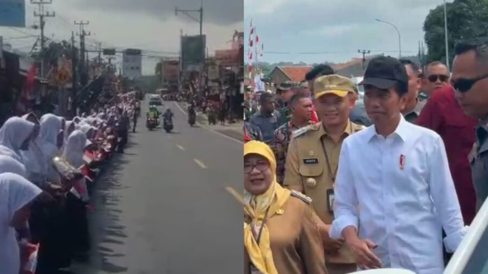 Warga Dan Ribuan Anak Sekolah Di Kota Banjar Sambut Kedatangan Presiden Jokowi