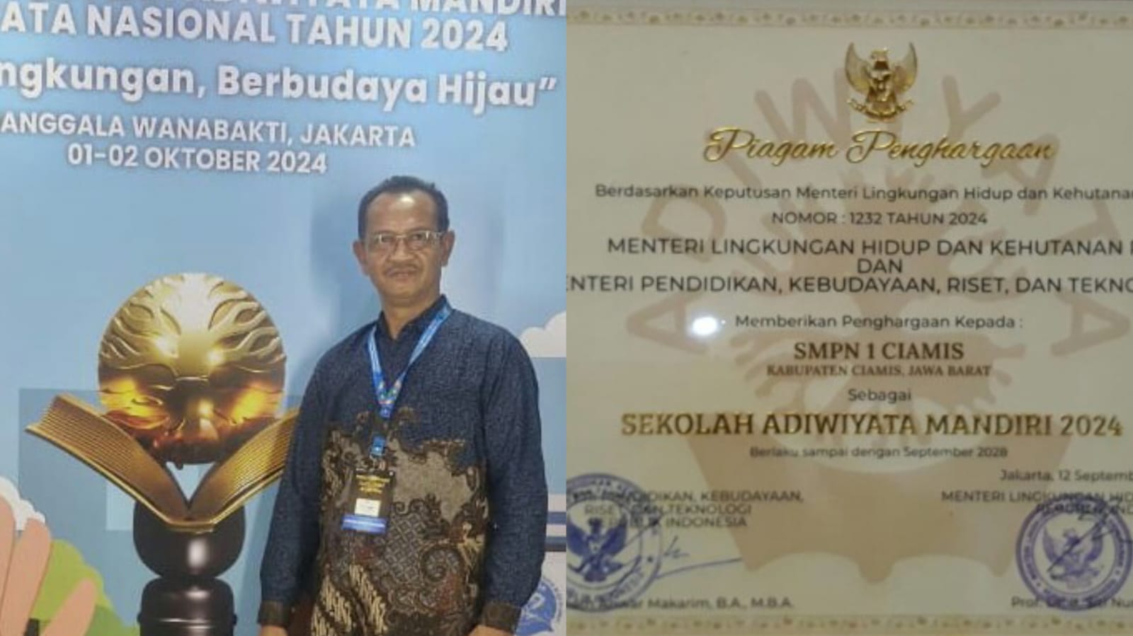 SMPN 1 Ciamis Raih Penghargaan Adiwiyata Mandiri Tingkat Nasional Tahun 2024